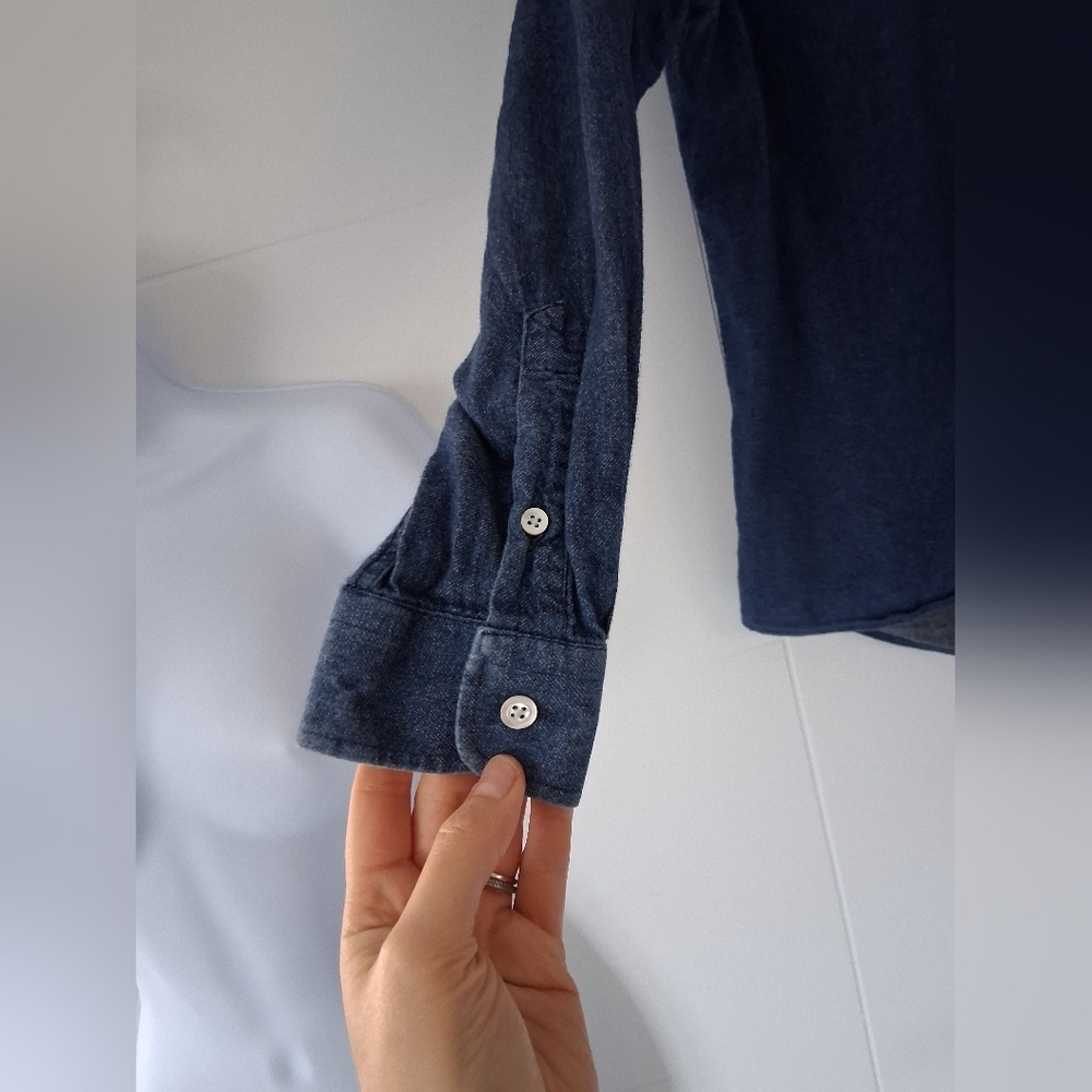Ami Alexandre Mattiussi/ Blue Denim Button Up Shirt/ 100% Cotton/ Size US M - Picture 4 of 16